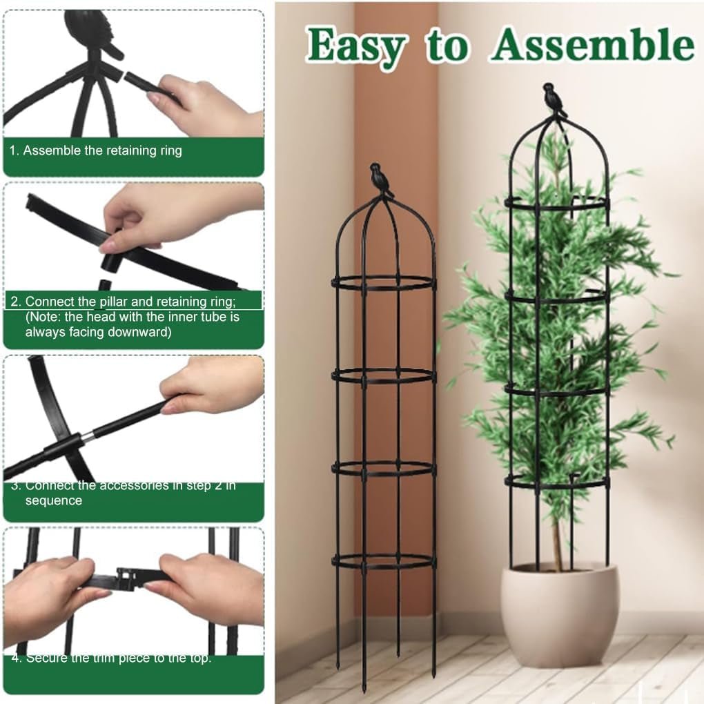 Rustproof 175CM Metal Garden Obelisk Trellis for Climbing Plants - Support for Roses, Clematis, Jasmine - Indoor/Outdoor Flower Stand - Nourishment Tapestry