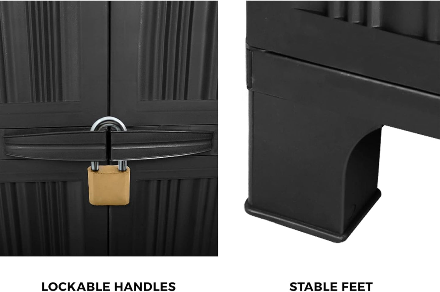 Secure 173cm Garden Shed: Lockable, Adjustable, Black Storage Cabinet for Outdoor Use - Nourishment Tapestry