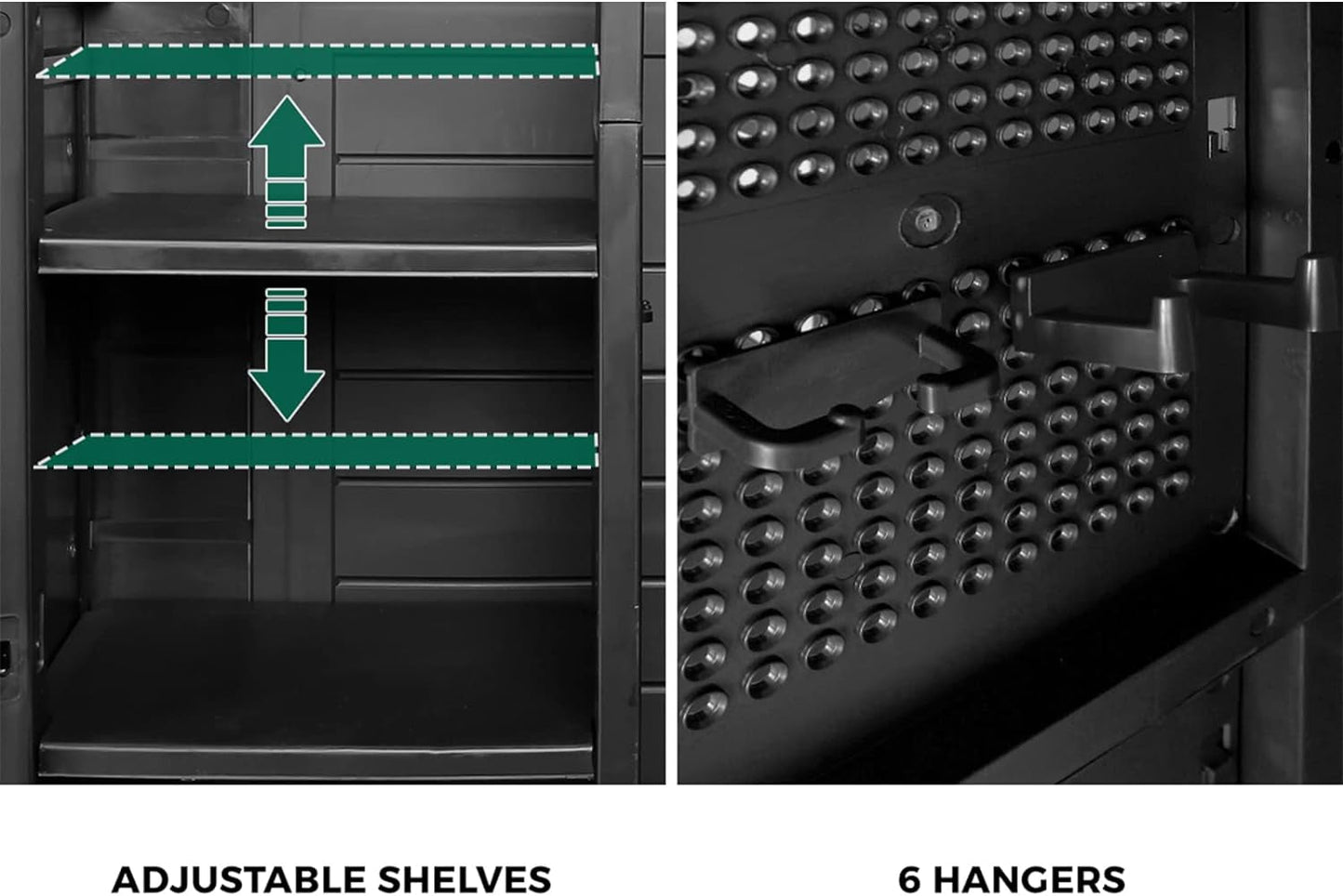 Secure 173cm Garden Shed: Lockable, Adjustable, Black Storage Cabinet for Outdoor Use - Nourishment Tapestry