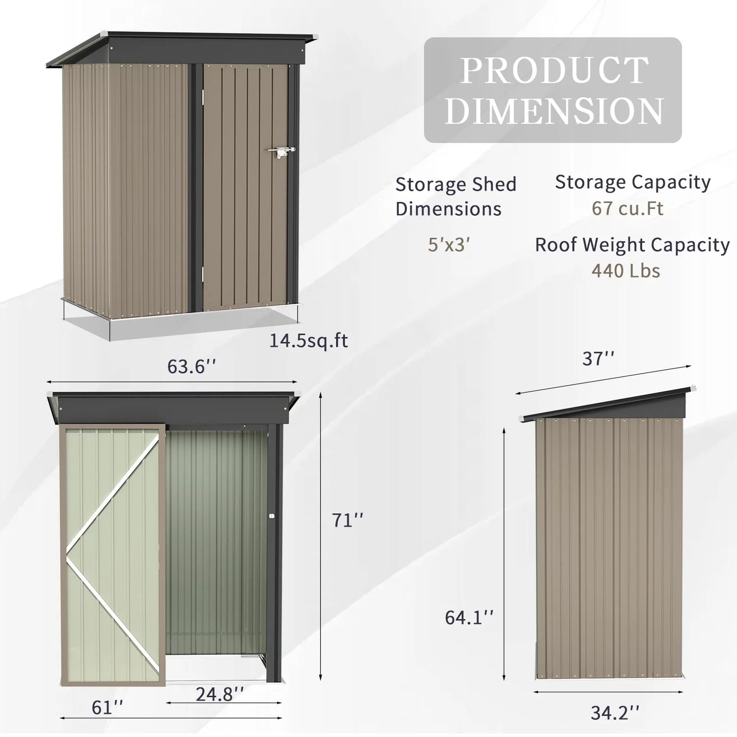 Secure 5x3 Ft Metal Garden Shed: Lockable Outdoor Storage for Patio & Backyard - High Security Solution - Nourishment Tapestry
