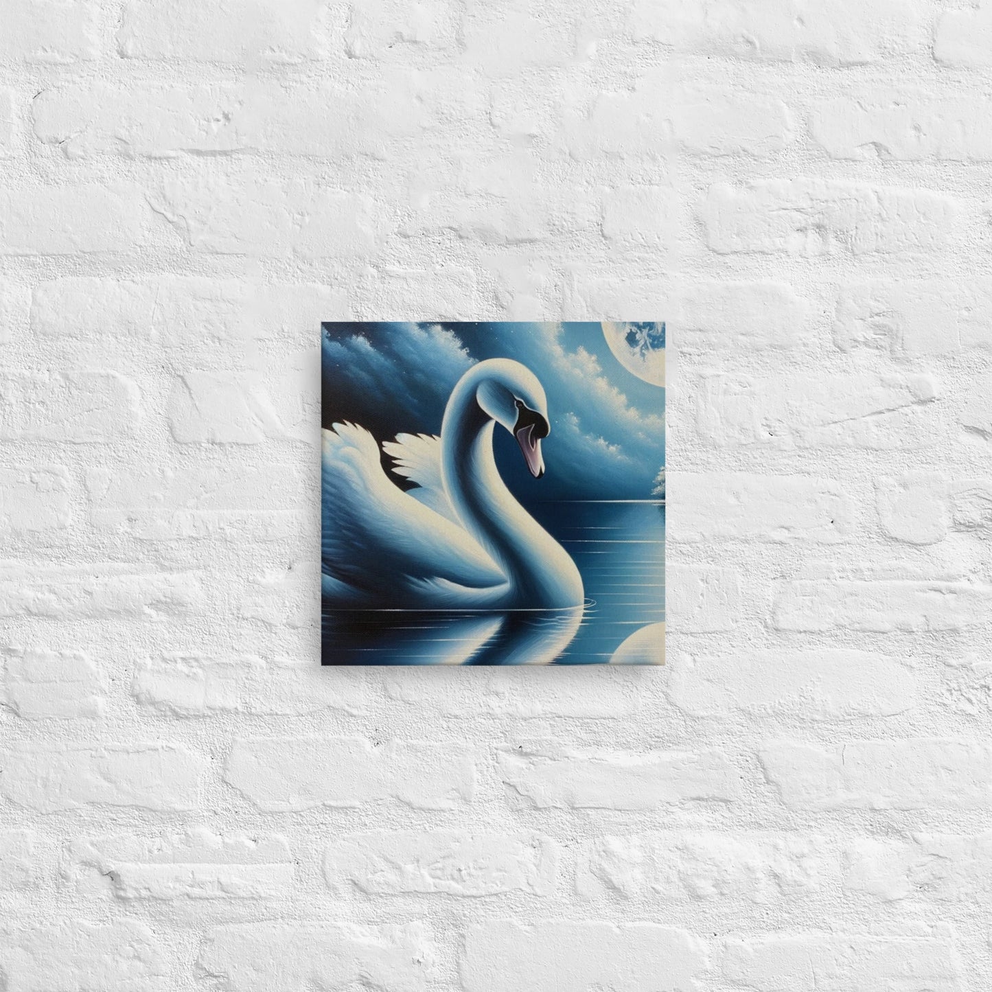 Serene Swan Lake Canvas: Elegant Nature Wall Art for Home Decor - Nourishment Tapestry