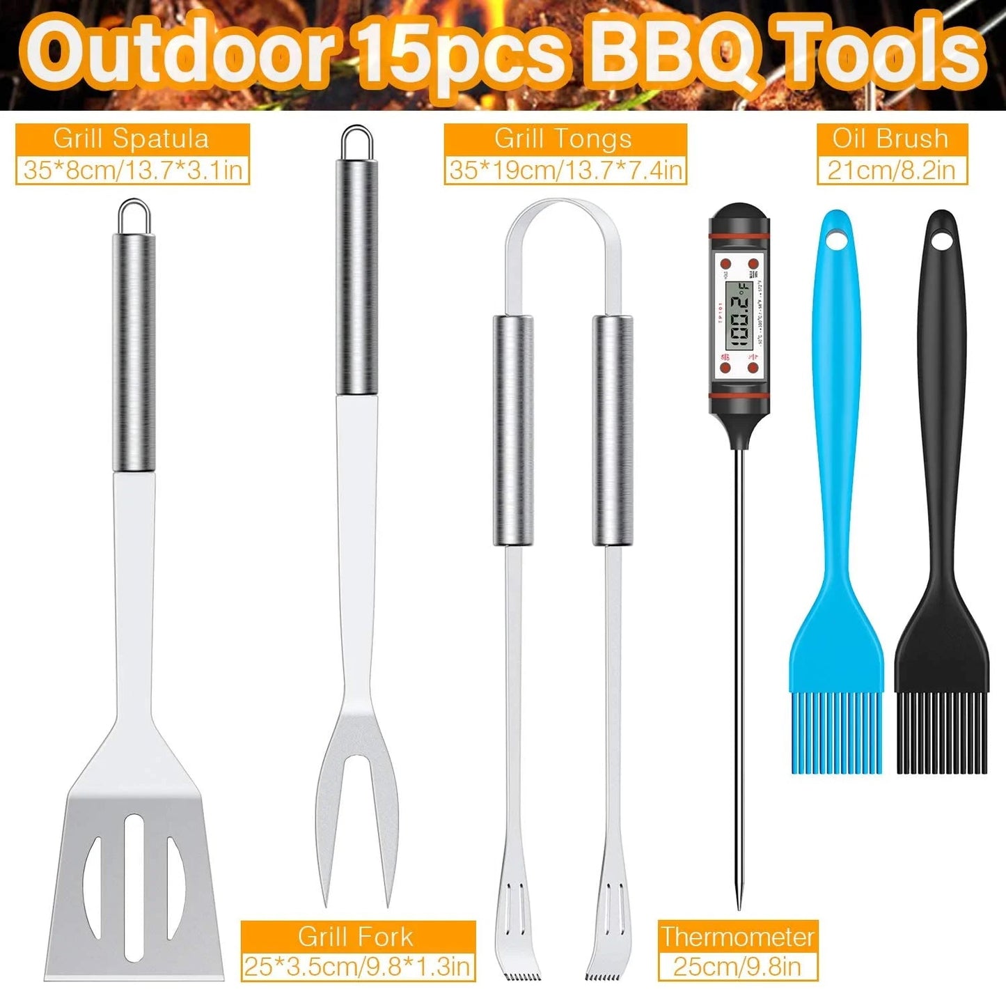 Ultimate 20 - Piece BBQ Grill Accessories Set with Stainless Steel Utensils and Cooler Bag for Camping and Outdoor Cooking - Nourishment Tapestry
