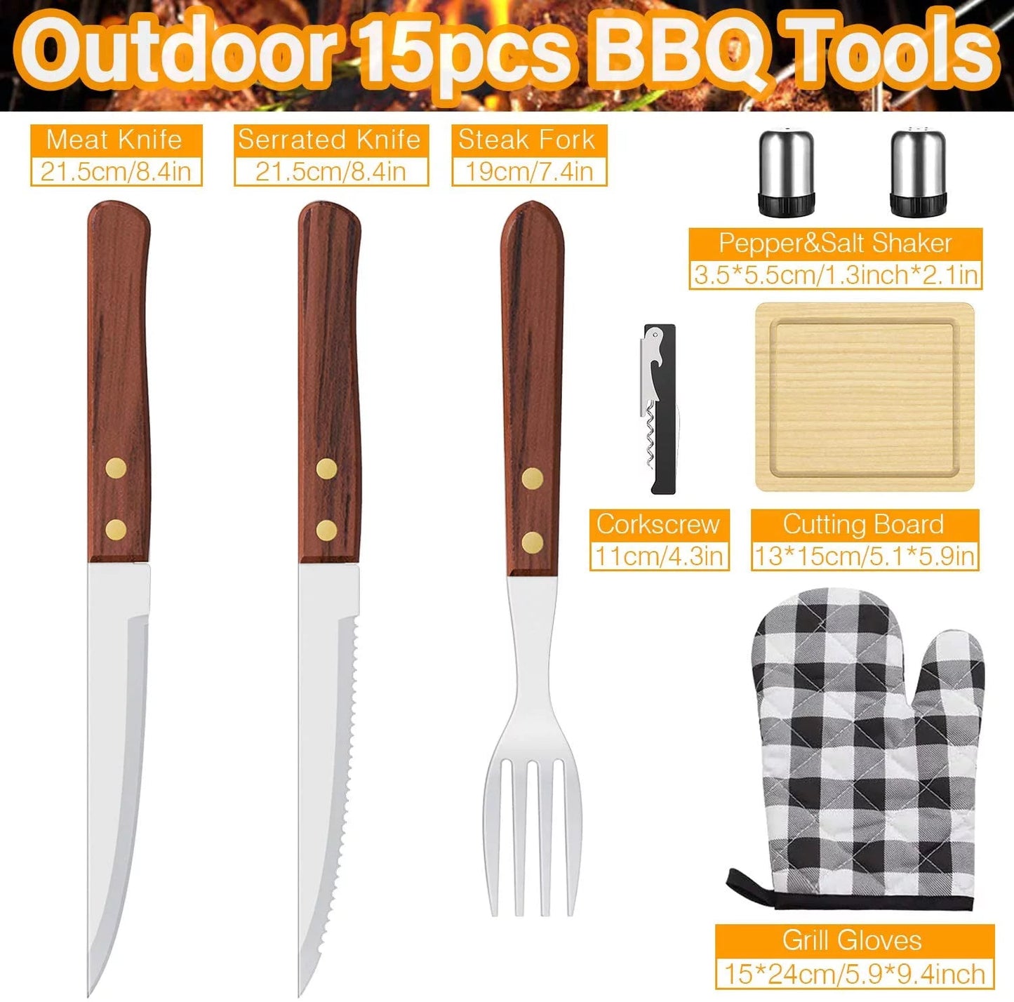 Ultimate 20 - Piece BBQ Grill Accessories Set with Stainless Steel Utensils and Cooler Bag for Camping and Outdoor Cooking - Nourishment Tapestry