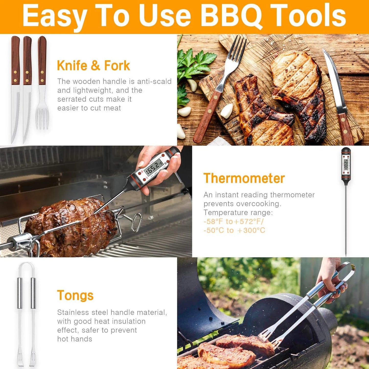 Ultimate 20 - Piece BBQ Grill Accessories Set with Stainless Steel Utensils and Cooler Bag for Camping and Outdoor Cooking - Nourishment Tapestry