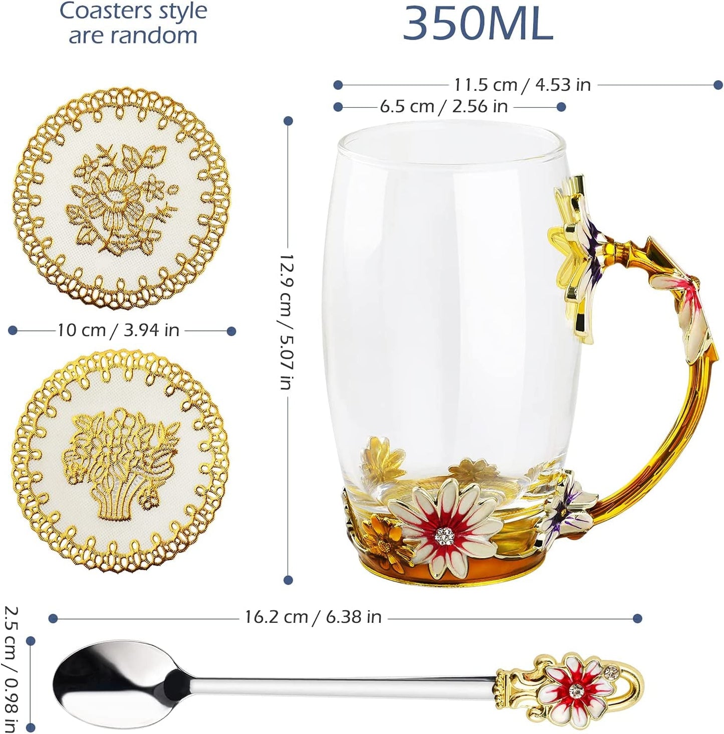 Yellow Flower Glass Tea Coffee Cup Set - Perfect Gift for Her on Special Occasions - Shop Now! - Nourishment Tapestry