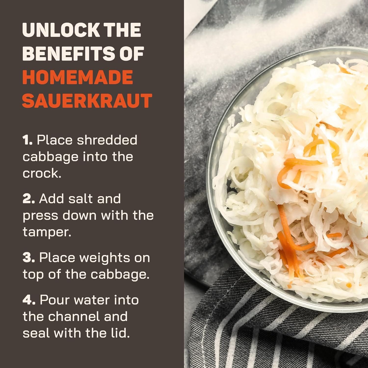 1/2 Gallon Fermentation Crock: DIY Probiotic Kit for Homemade Pickles & Kimchi - Nourishment Tapestry