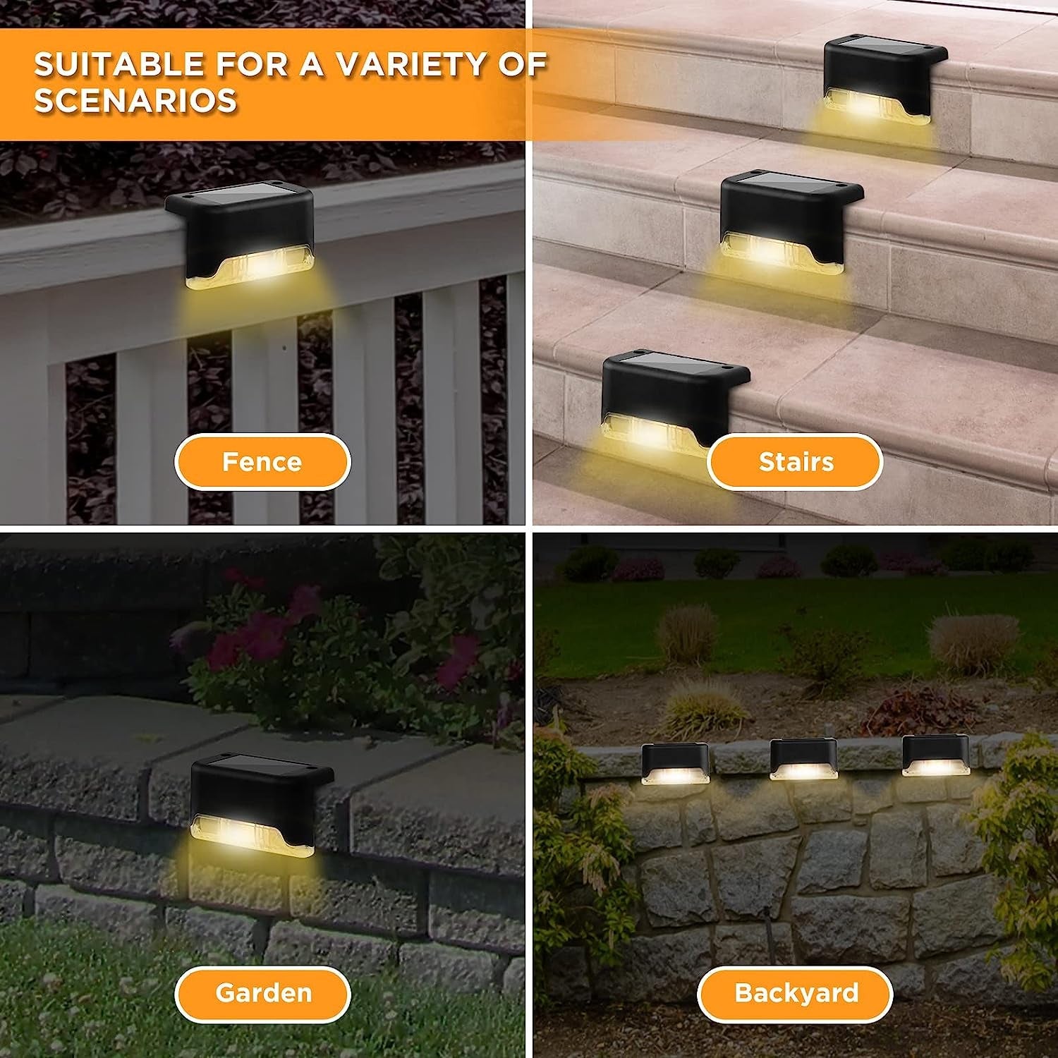 16 - Pack Solar Deck Lights: Waterproof LED Warm Glow for Stairs, Fences & Pathways - Outdoor Lighting Solution - Nourishment Tapestry