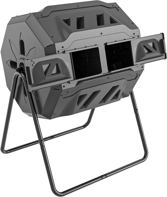 "160L Dual Chamber Rotating Compost Tumbler Bin for Efficient Garden Composting - Buy Now!" - Nourishment Tapestry