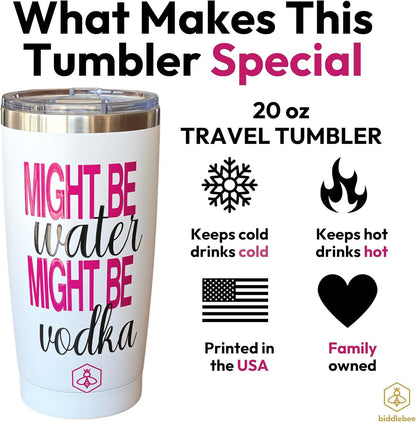 20Oz Insulated Coffee Tumbler – Leakproof, Bpa - Free Stainless Steel Cup for Hot & Cold Drinks – Travel Mug, Birthday Gift for Women, Mom, Best Friend (Might Be Vodka) - Nourishing Tapestry