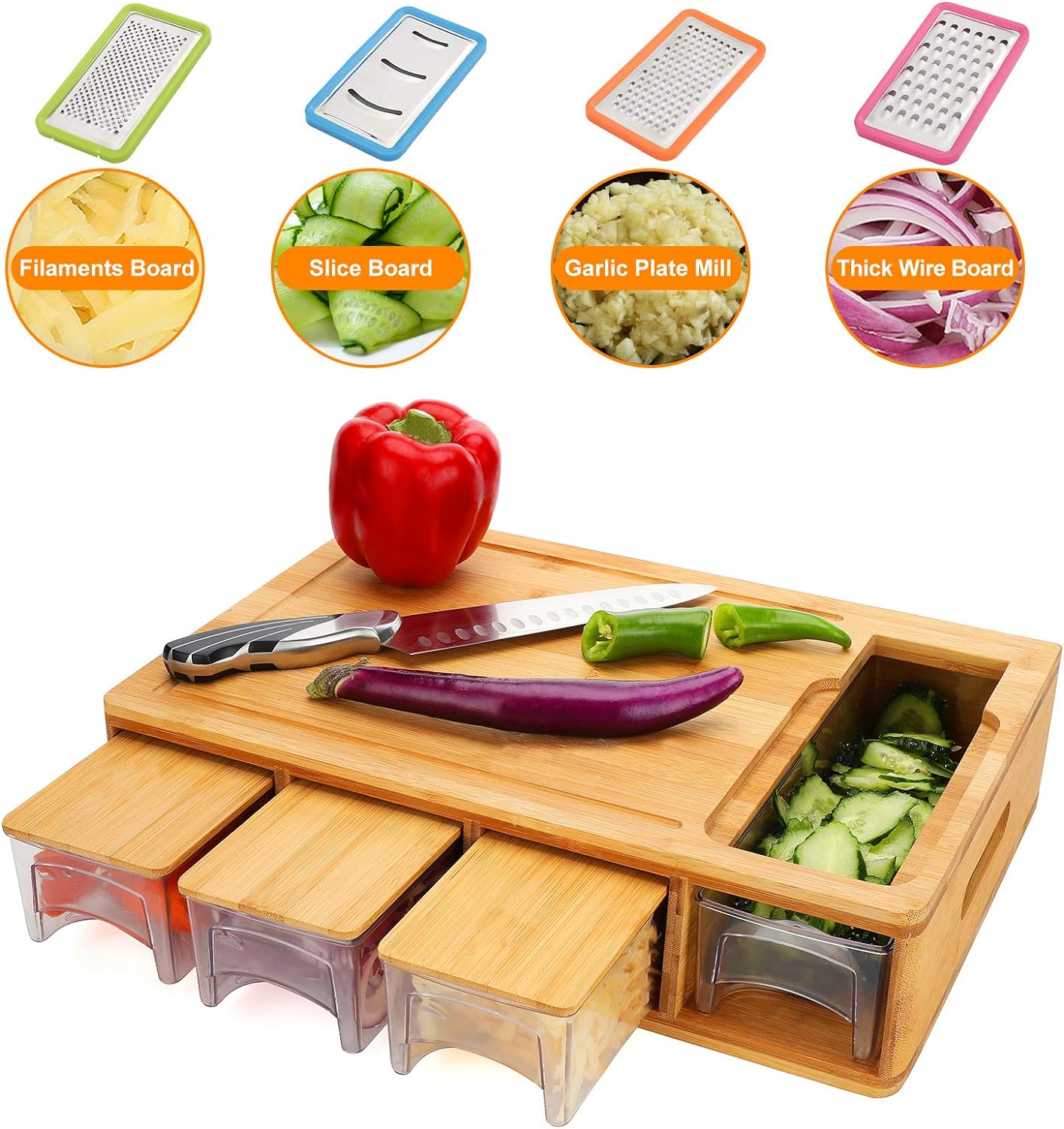 4 - in - 1 Kitchen Prep Station: Ultimate Chopping Board Set with Containers for Effortless Meal Prep - Nourishment Tapestry