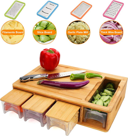 4 - in - 1 Kitchen Prep Station: Ultimate Chopping Board Set with Containers for Effortless Meal Prep - Nourishment Tapestry