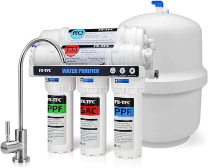 5 - Stage Reverse Osmosis Water Filtration System 100GPD + 4 Free Filters - Nourishment Tapestry