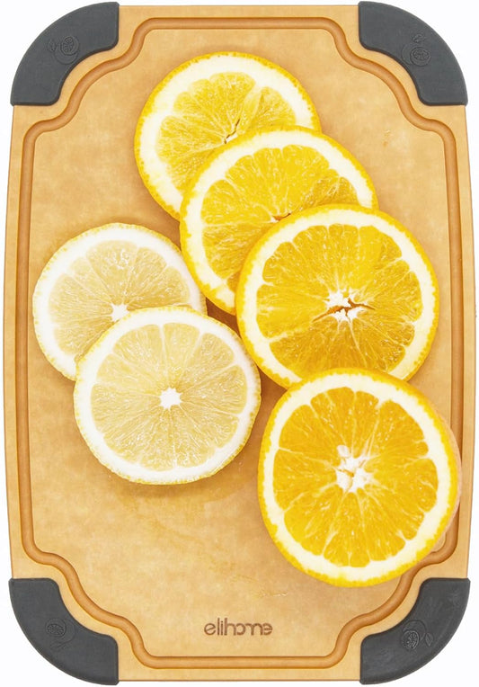 Essential Series Wood Fiber Cutting Board for Kitchen, Knife Friendly, Dishwasher Safe, Non-Slip Feet, Juice Groove, Reversible, Non-Porous, Eco Friendly, 10"X 7" SMALL