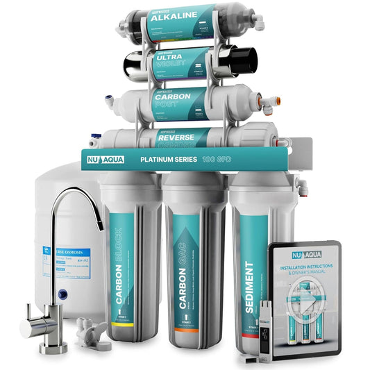 7 - Stage UV & Alkaline Reverse Osmosis Water Filter System - 100 GPD Filtration & Remineralization - Faucet & Tank - PPM Meter - Undersink Purifier - Nourishment Tapestry
