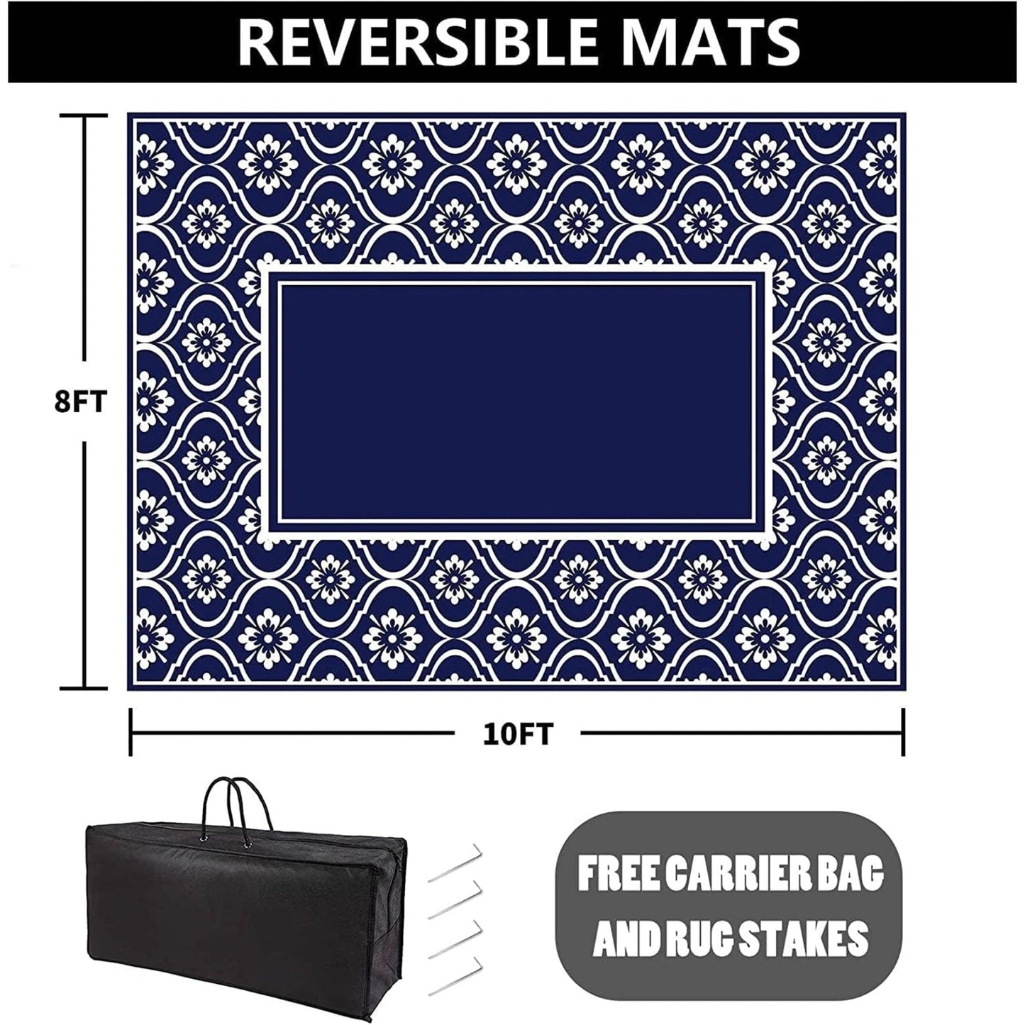 8'x10' Waterproof Outdoor Rug: Multi - Use Patio Mat for Camping, RV, Deck - On Sale - Nourishment Tapestry