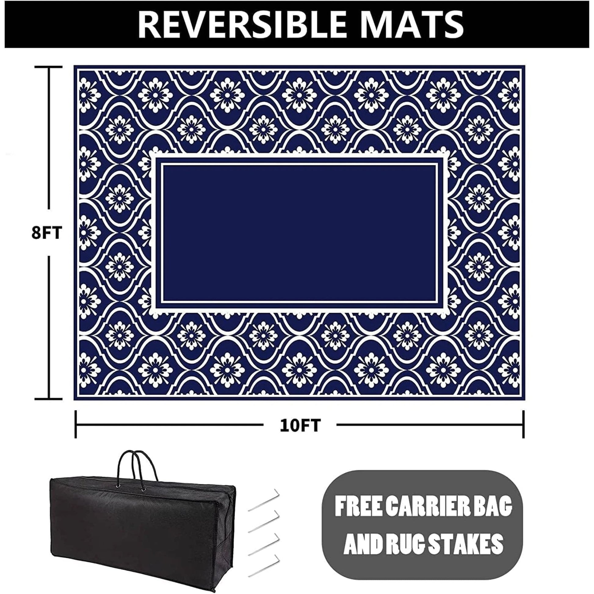 8'x10' Waterproof Outdoor Rug: Multi - Use Patio Mat for Camping, RV, Deck - On Sale - Nourishment Tapestry