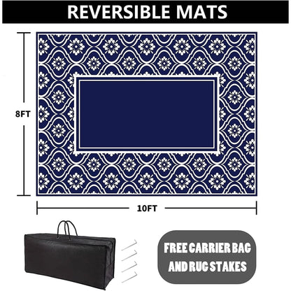 8'x10' Waterproof Outdoor Rug: Multi - Use Patio Mat for Camping, RV, Deck - On Sale - Nourishment Tapestry