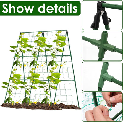 A - Frame Trellis for Climbing Plants: Garden Support for Cucumbers, Tomatoes, and Vegetables - Nourishment Tapestry
