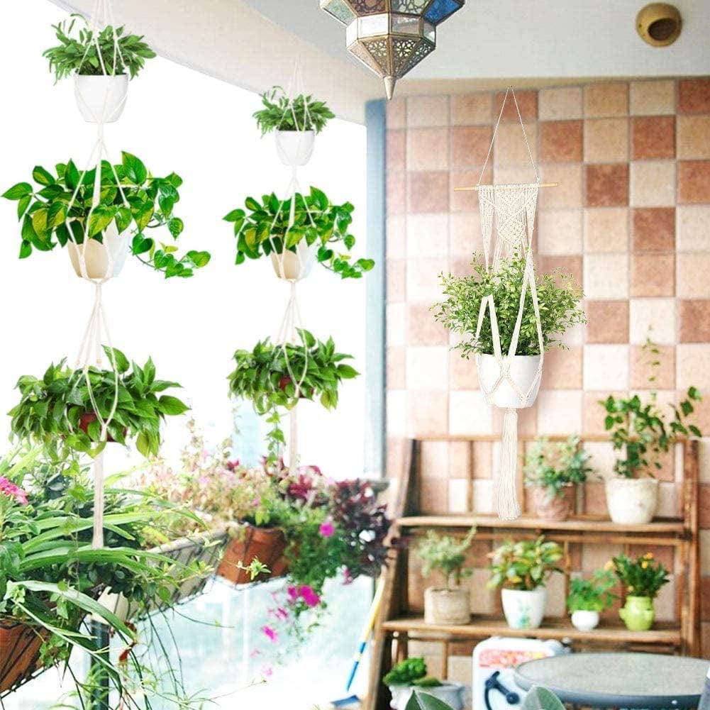 Boho Macrame Plant Hangers 5 - Pack: Stylish Indoor Outdoor Decor - Nourishment Tapestry