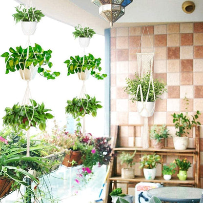 Boho Macrame Plant Hangers 5 - Pack: Stylish Indoor Outdoor Decor - Nourishment Tapestry