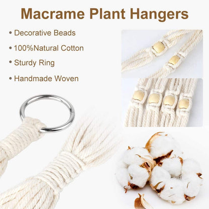 Boho Macrame Plant Hangers 5 - Pack: Stylish Indoor Outdoor Decor - Nourishment Tapestry