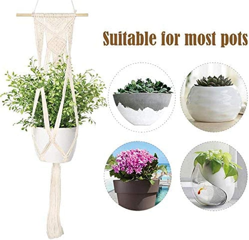 Boho Macrame Plant Hangers 5 - Pack: Stylish Indoor Outdoor Decor - Nourishment Tapestry