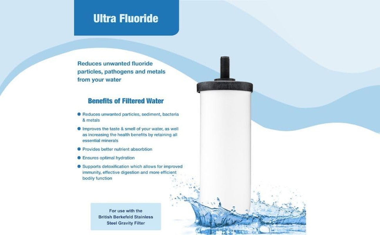 British Berkefeld Ultra Fluoride Ceramic Water Filter Cartridge | Reduces Fluoride, Chlorine & More | Replacement Candle for Gravity Filters | W9120133 (1 Pack) - Nourishment Tapestry