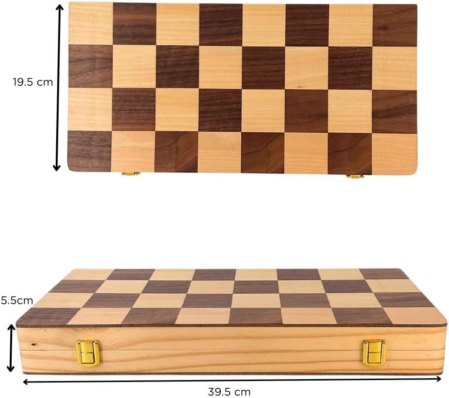 ® Chess Set CKW - 004 - Folding Board Game with Crafted Pieces and 2 Extra Queens - Perfect Gift for Family Fun - Nourishment Tapestry