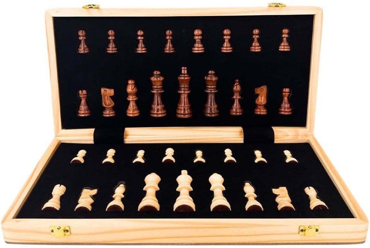 ® Chess Set CKW - 004 - Folding Board Game with Crafted Pieces and 2 Extra Queens - Perfect Gift for Family Fun - Nourishment Tapestry