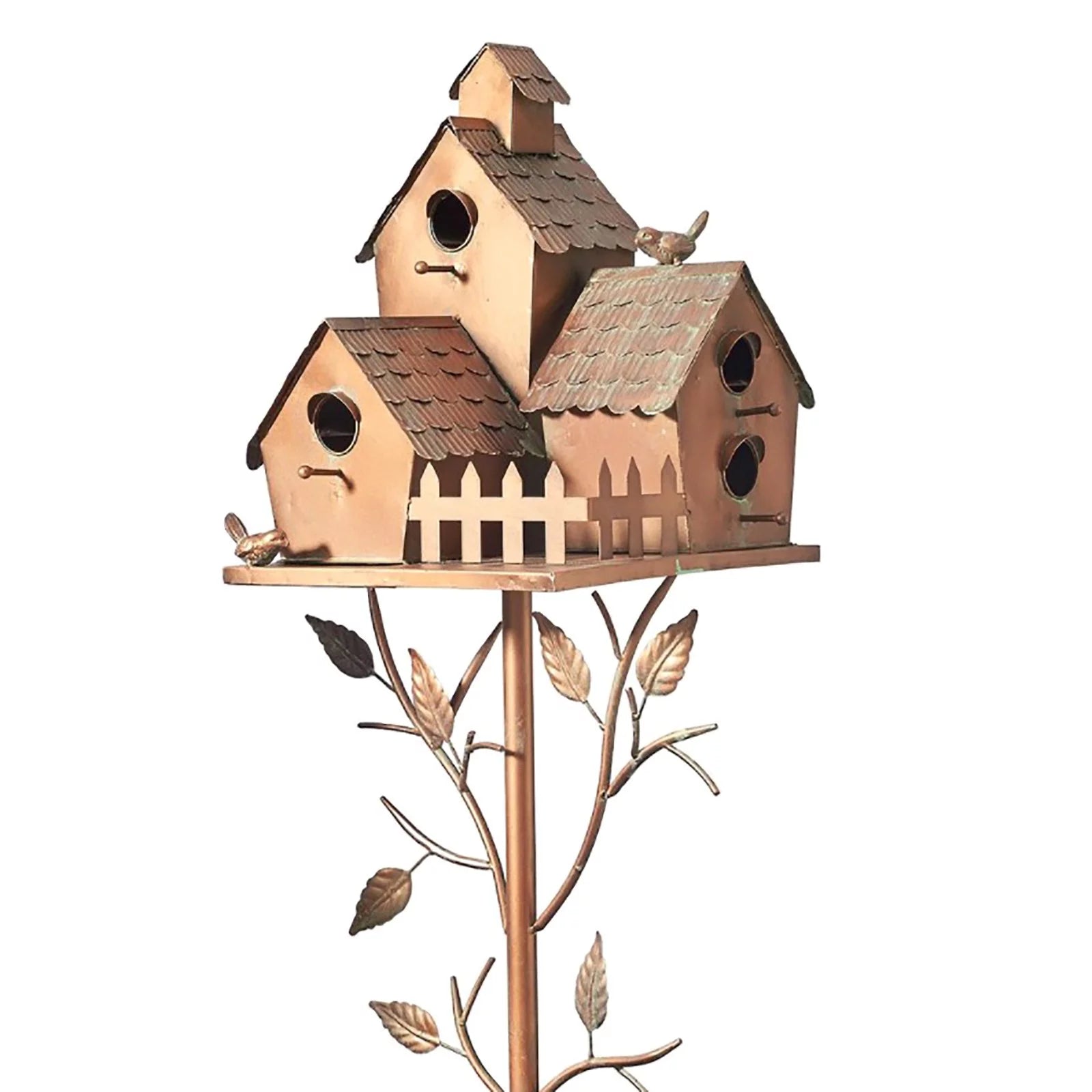 Copper Cottage Bird House with Pole: Elegant Outdoor Feeder for Garden, Patio & Backyard - Shop Now - Nourishment Tapestry