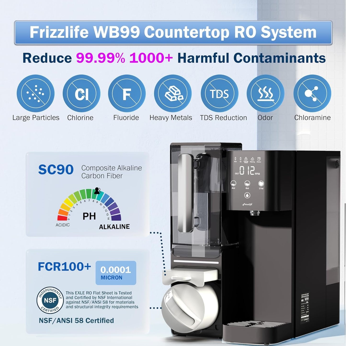 Countertop Reverse Osmosis System - Alkaline RO Water Filter with Portable Pitcher - NSF/ANSI 58 Certified - USA Tech Support - Nourishment Tapestry