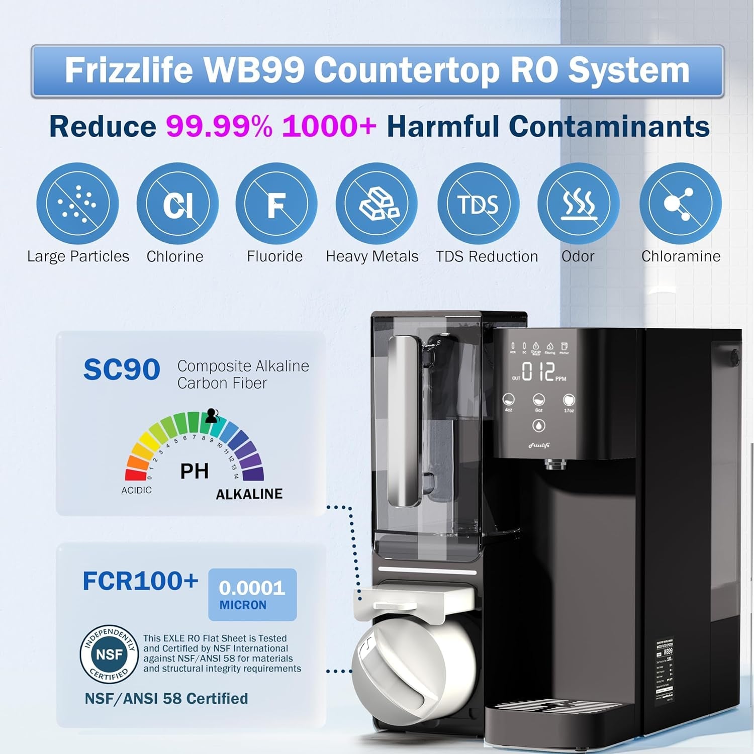 Countertop Reverse Osmosis System - Alkaline RO Water Filter with Portable Pitcher - NSF/ANSI 58 Certified - USA Tech Support - Nourishment Tapestry