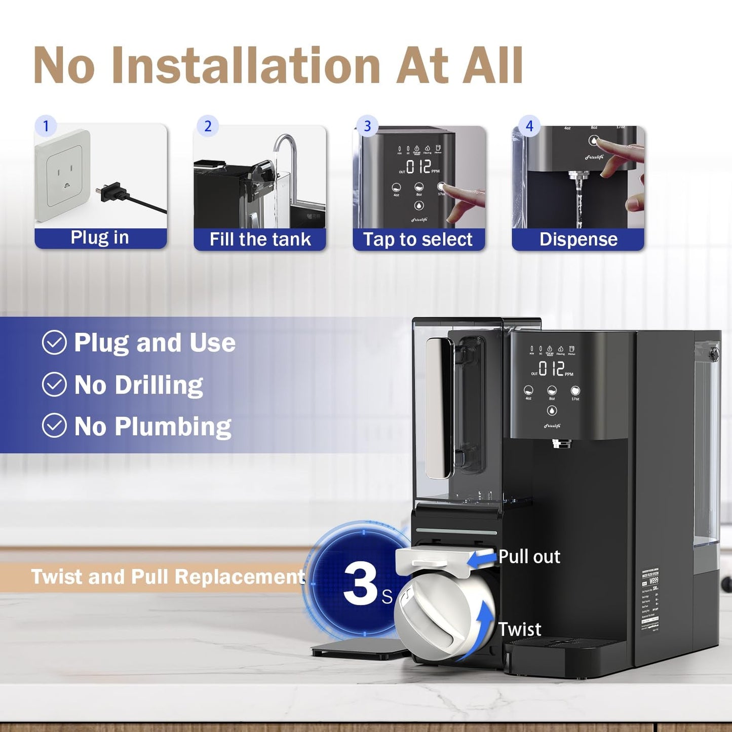 Countertop Reverse Osmosis System - Alkaline RO Water Filter with Portable Pitcher - NSF/ANSI 58 Certified - USA Tech Support - Nourishment Tapestry