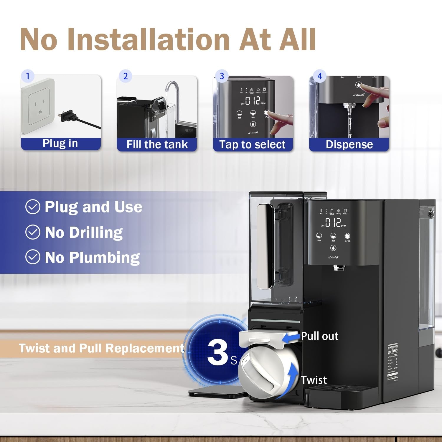 Countertop Reverse Osmosis System - Alkaline RO Water Filter with Portable Pitcher - NSF/ANSI 58 Certified - USA Tech Support - Nourishment Tapestry