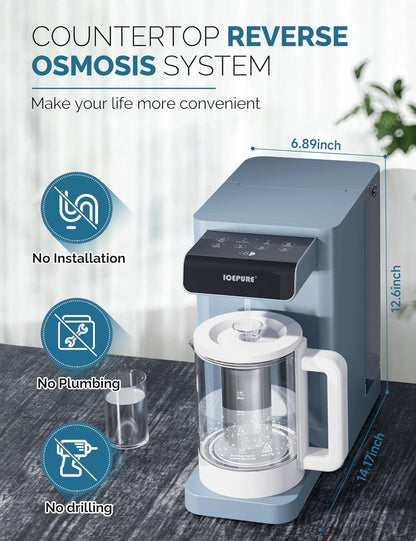Countertop RO Water Filter System: 4:1 Pure to Drain, 4 Hot Water Settings, Portable Purifier to Reduce PFAS & PFOA & PFOS - Nourishment Tapestry