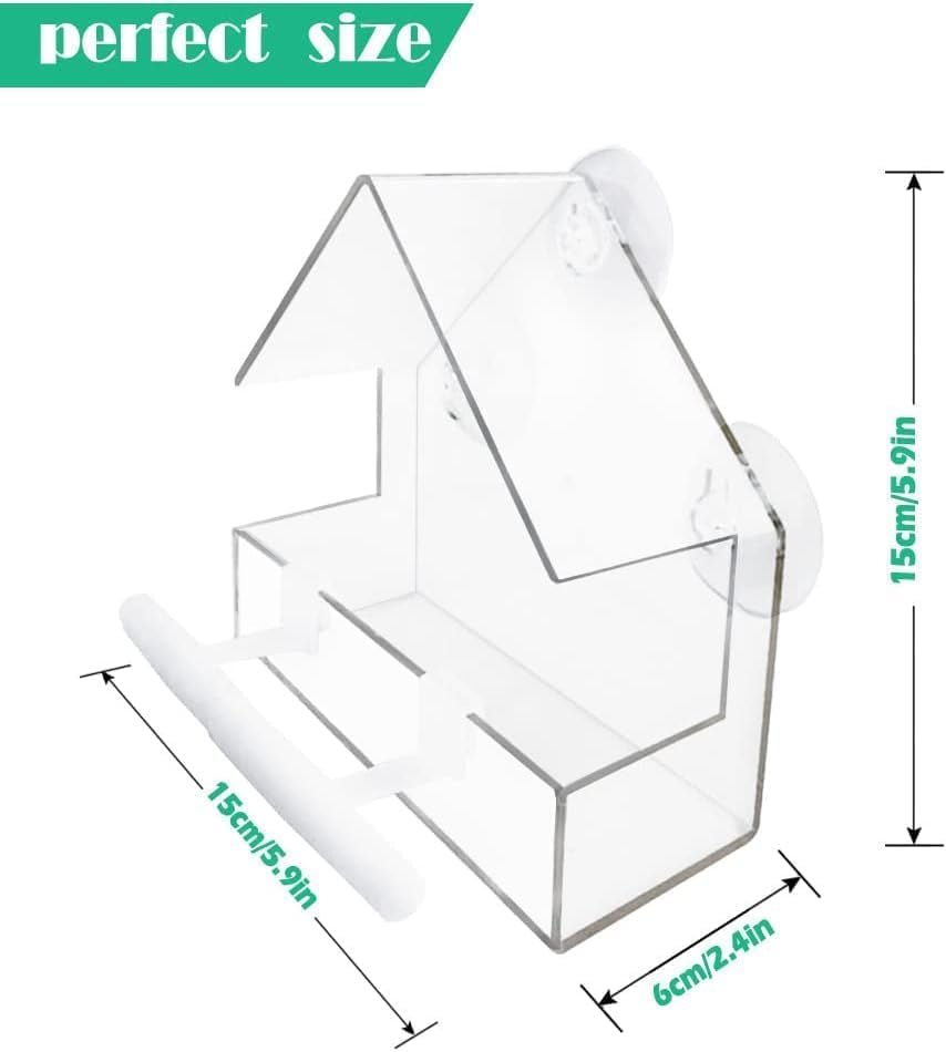 Crystal Clear Window Bird Feeder Set - 2 Pack Acrylic Feeders with Strong Suction Cups & Drainage - Nourishment Tapestry