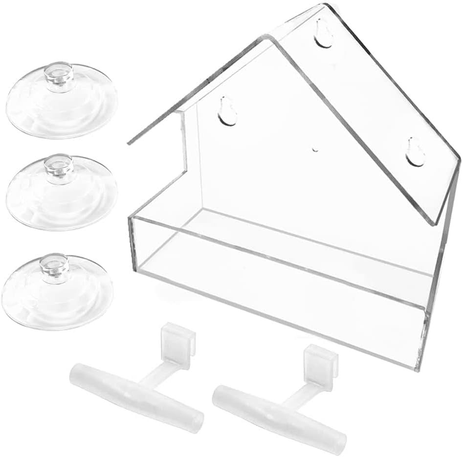 Crystal Clear Window Bird Feeder Set - 2 Pack Acrylic Feeders with Strong Suction Cups & Drainage - Nourishment Tapestry