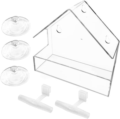 Crystal Clear Window Bird Feeder Set - 2 Pack Acrylic Feeders with Strong Suction Cups & Drainage - Nourishment Tapestry