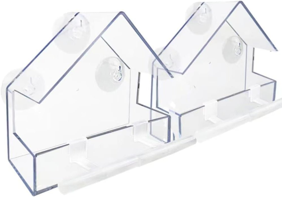 Crystal Clear Window Bird Feeder Set - 2 Pack Acrylic Feeders with Strong Suction Cups & Drainage - Nourishment Tapestry