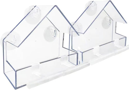 Crystal Clear Window Bird Feeder Set - 2 Pack Acrylic Feeders with Strong Suction Cups & Drainage - Nourishment Tapestry