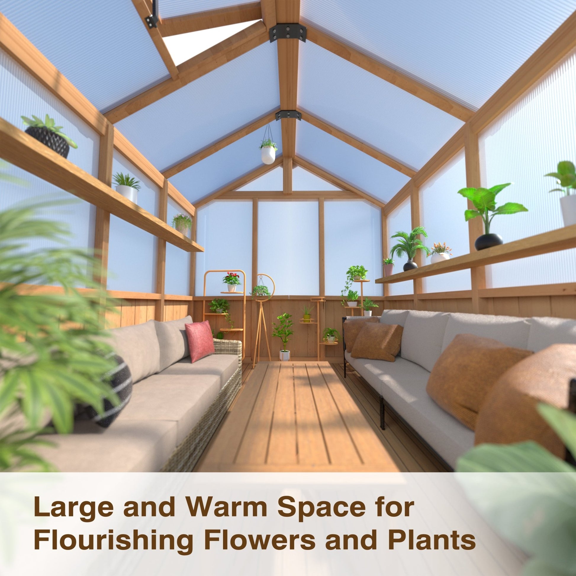 Deluxe 8'x6' Cedar Greenhouse with Secure Door and Adjustable Window for Patio & Garden - Nourishment Tapestry