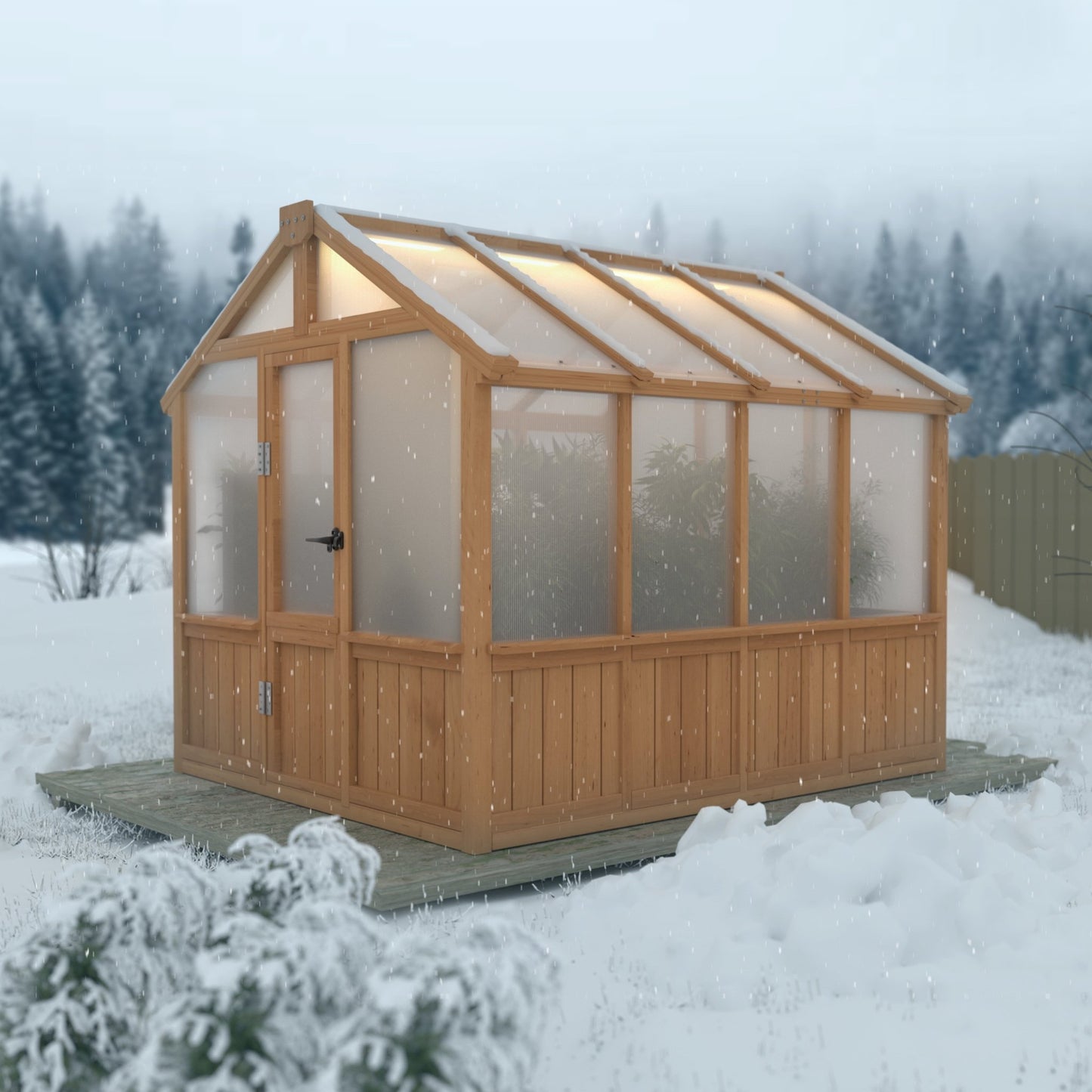 Deluxe 8'x6' Cedar Greenhouse with Secure Door and Adjustable Window for Patio & Garden - Nourishment Tapestry
