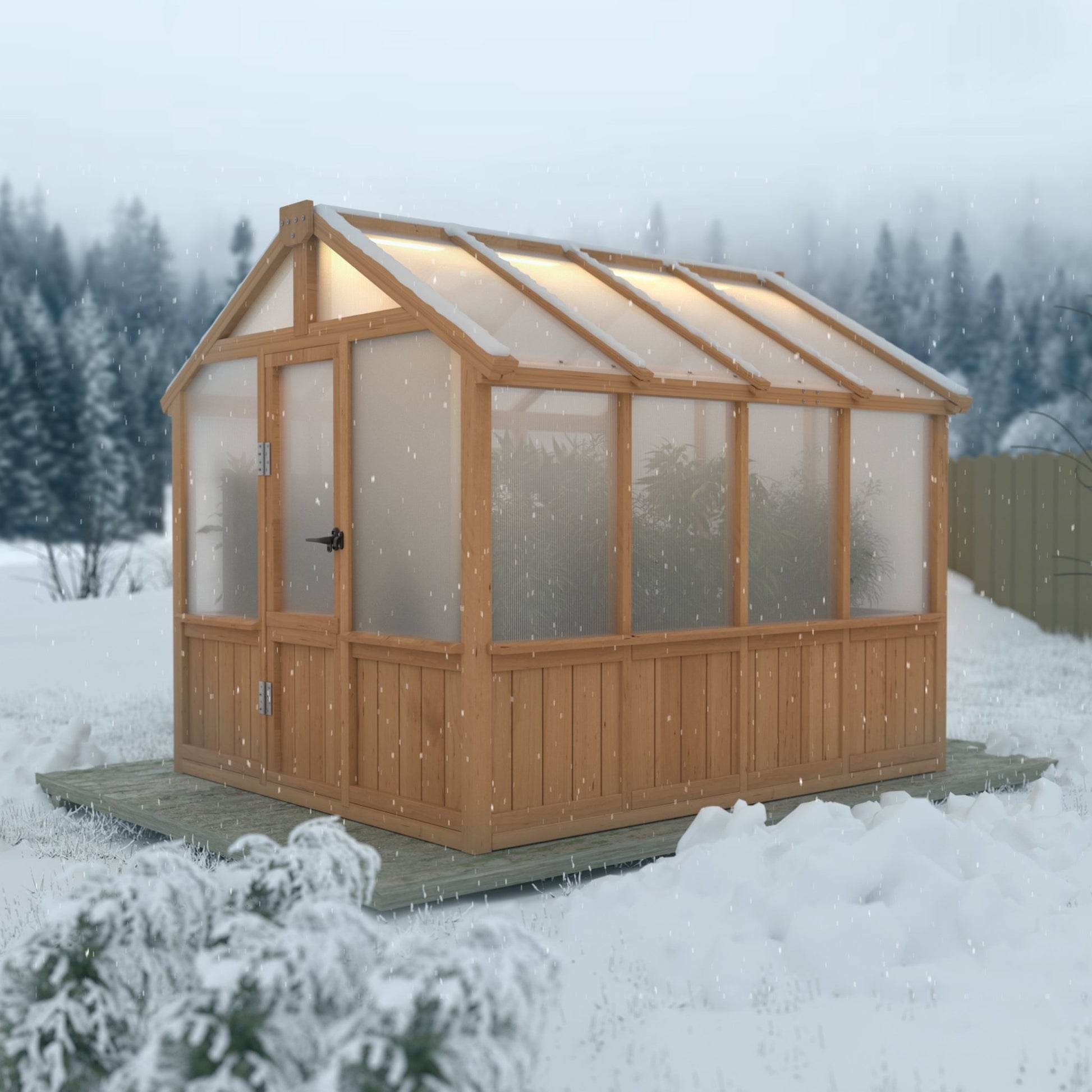 Deluxe 8'x6' Cedar Greenhouse with Secure Door and Adjustable Window for Patio & Garden - Nourishment Tapestry