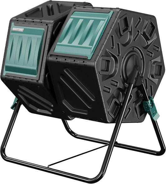 Dual Chamber 37 - Gallon Compost Tumbler: Efficient Rotating Bin with Aeration for Garden & Kitchen Waste - Nourishing Tapestry