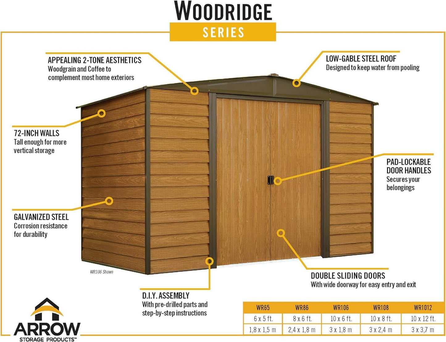 Durable 8x6 Ft Steel Storage Shed: Stylish Coffee/Woodgrain Design - Nourishment Tapestry