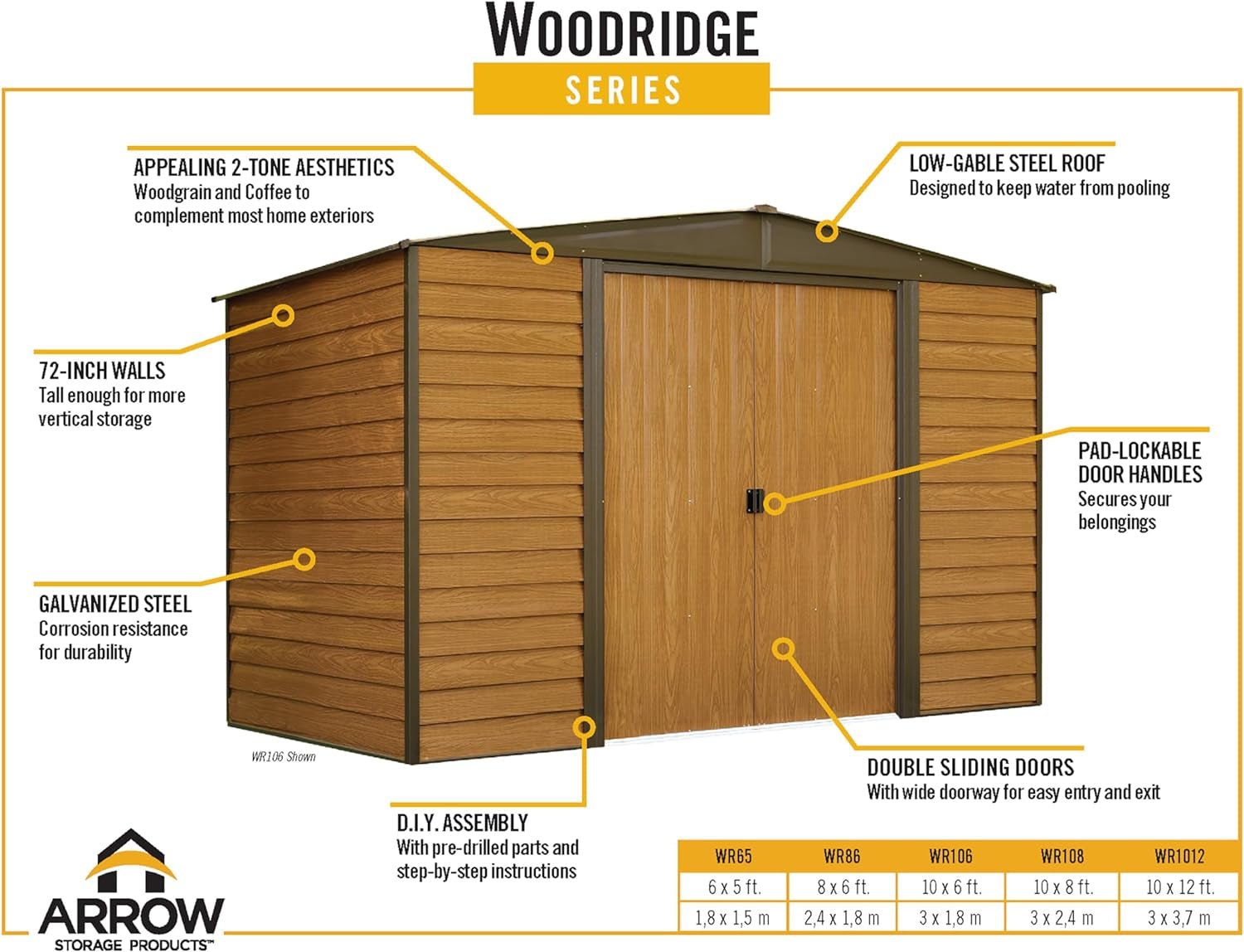Durable 8x6 Ft Steel Storage Shed: Stylish Coffee/Woodgrain Design - Nourishment Tapestry