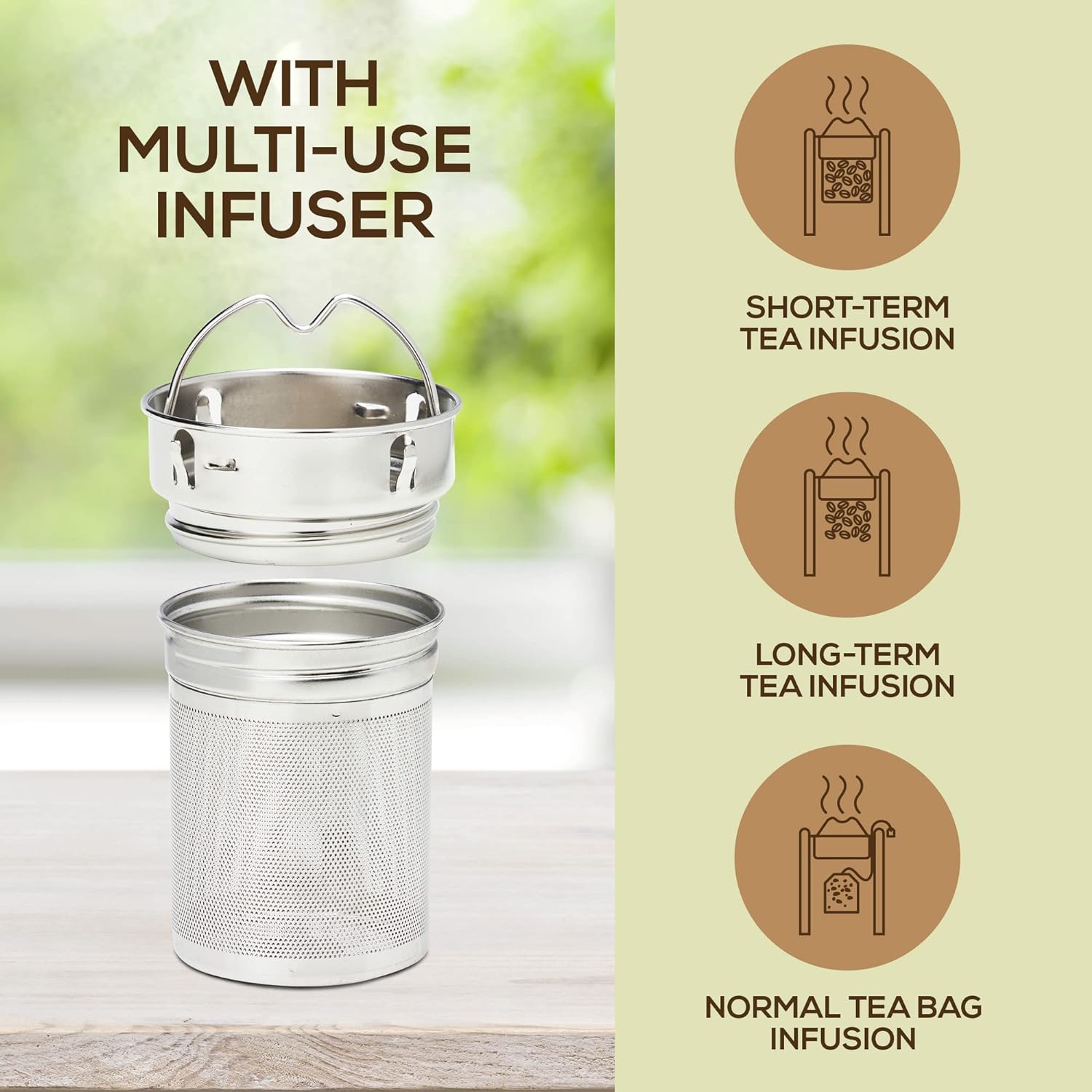 Eco - Friendly 17oz Bamboo Tea Thermos with Infuser: Brew Fresh Loose Leaf Tea On - The - Go - Nourishment Tapestry