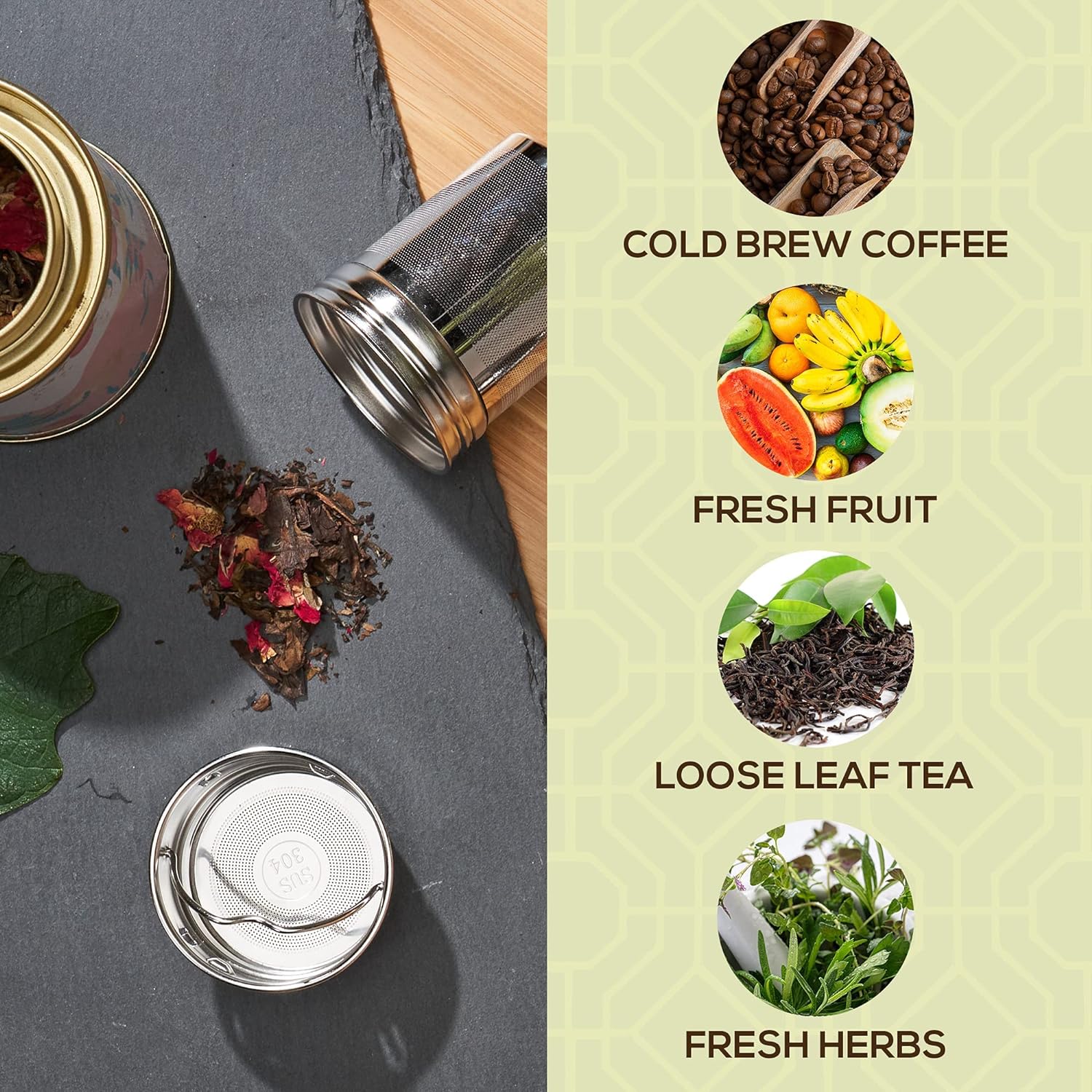 Eco - Friendly 17oz Bamboo Tea Thermos with Infuser: Brew Fresh Loose Leaf Tea On - The - Go - Nourishment Tapestry