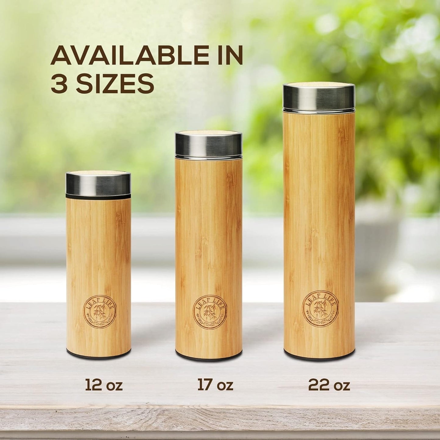 Eco - Friendly 17oz Bamboo Tea Thermos with Infuser: Brew Fresh Loose Leaf Tea On - The - Go - Nourishment Tapestry