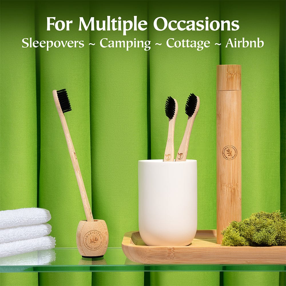 Eco - Friendly Bamboo Toothbrush Set: 4 - Pack for Waste - Free Camping & Travel Oral Care - Nourishment Tapestry